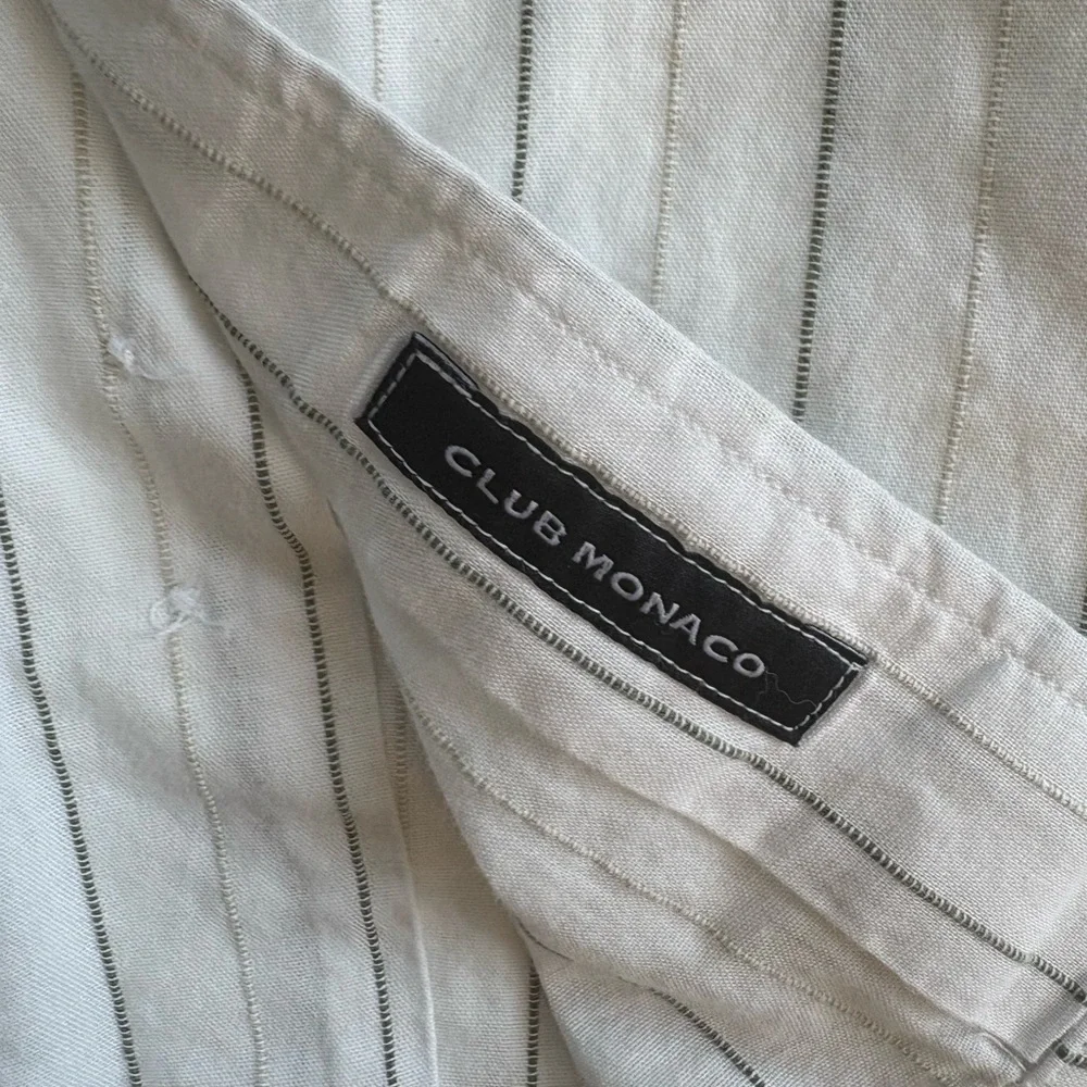 Classic White Striped Button Down Large Club Monaco - Picture 8 of 9